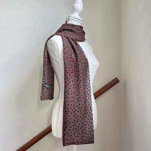 Vintage Velvet Burnout Polka Dot Scarf Silk Rayon Sheer Long Lightweight